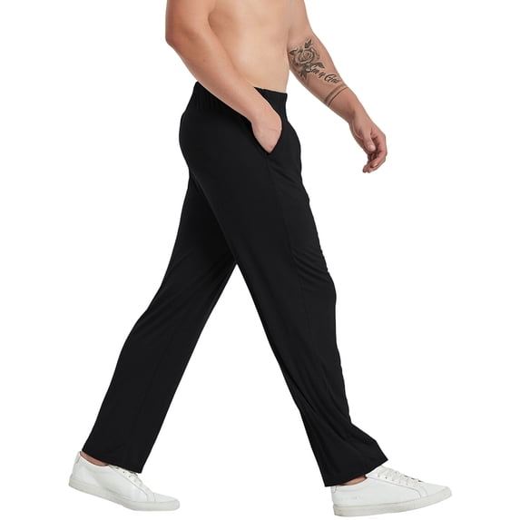 MoFiz Men's Solid Bamboo Pajama Pants with Pockets Loungewear for Men