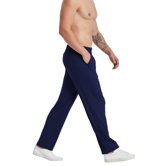 MoFiz Men's Solid Bamboo Pajama Pants with Pockets Loungewear for Men