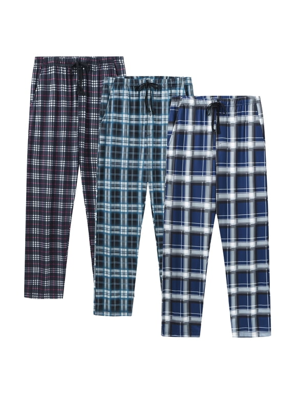 Men's 3-Pack Woven Pajama Pants Plaid Sleep Lounge