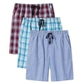 thumbnail image 1 of MoFiz Men's 3-Pack Woven Pajama Shorts 100% Cotton Plaid Sleep Lounge, 1 of 10