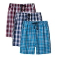 thumbnail image 1 of MoFiz Men's 3-Pack Woven Pajama Shorts 100% Cotton Plaid Sleep Lounge, 1 of 9