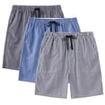 thumbnail image 1 of MoFiz Men's 3-Pack Pajama Shorts Cotton Blend Striped Sleep Lounge Bottoms, 1 of 7