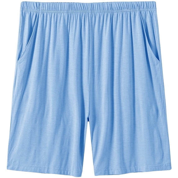 MoFiz Men's Solid Bamboo Pajama Shorts with Pockets Loungewear for Men