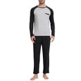 thumbnail image 1 of MoFiz Men's Bamboo Pajamas Set Long Sleeve Crew-Neck Top and Pants with Pockets Loungewear 2-Piece for Men, 1 of 7