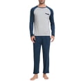 thumbnail image 1 of MoFiz Men's Bamboo Pajamas Set Long Sleeve Crew-Neck Top and Pants with Pockets Loungewear 2-Piece for Men, 1 of 7