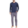 thumbnail image 1 of MoFiz Pjs Men's Pajama Sets Long Sleeve Top Checkered Pants Cozy Loungewear 2 Pieces, 1 of 6