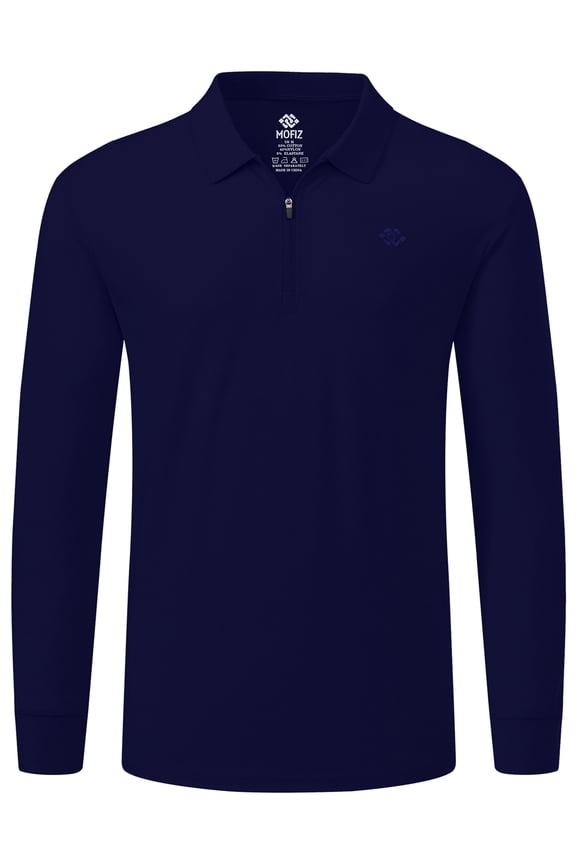 Men's Quick Dry Golf Polo 1/4-Zip Long Sleeve Athletic Shirt