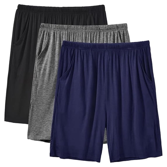 MoFiz Men's Bamboo Rayon Pajama Shorts with Pockets Loungewear 3-Pack for Men