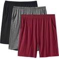 thumbnail image 1 of MoFiz Men's Solid Bamboo Pajama Shorts with Pockets Loungewear 3-Pack for Men, 1 of 6