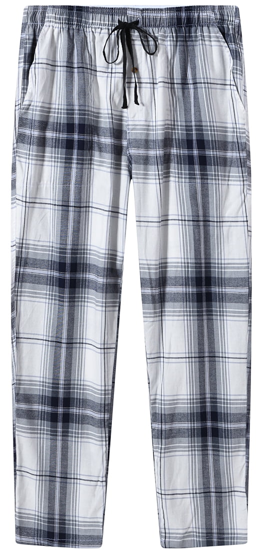 Mofiz Mens Cotton Pajama Pants Lightweight Lounge Sleep Plaid Bottoms