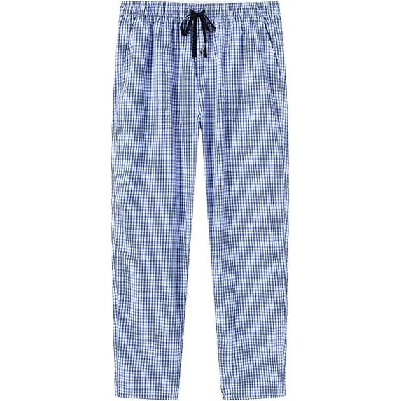 MoFiz Mens Cotton Pajama Pants Lightweight Lounge Sleep Plaid Bottoms with Pockets Drawstring
