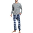 thumbnail image 1 of MoFiz Pjs Men's Pajama Sets Long Sleeve Top Checkered Pants Cozy Loungewear 2 Pieces, 1 of 7