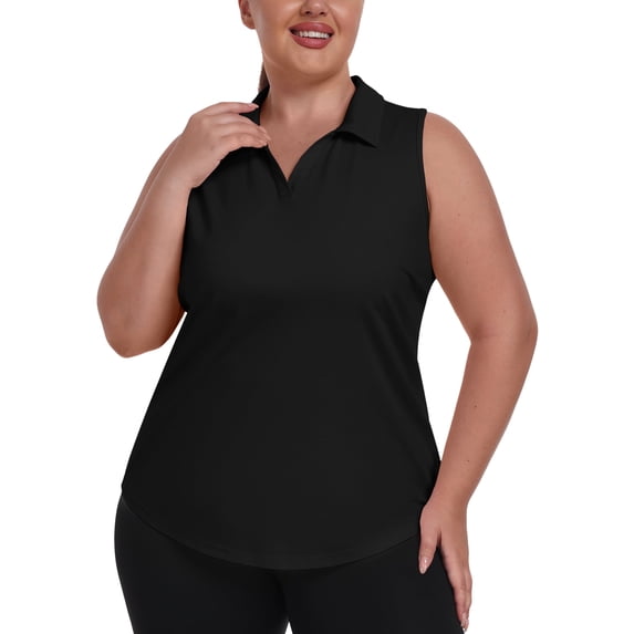 YIRUIYA Women Plus Size Sleeveless Racerback Golf Polo Shirts Lapel Collar Athletic Tank Tops