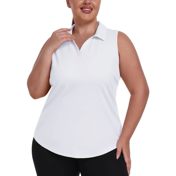 YIRUIYA Women Plus Size Sleeveless Racerback Golf Polo Shirts Lapel Collar Athletic Tank Tops