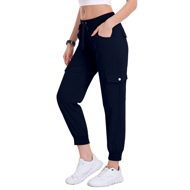MoFiz US Women's Elastic Waist Hiking Cargo Pants with Multi Pockets