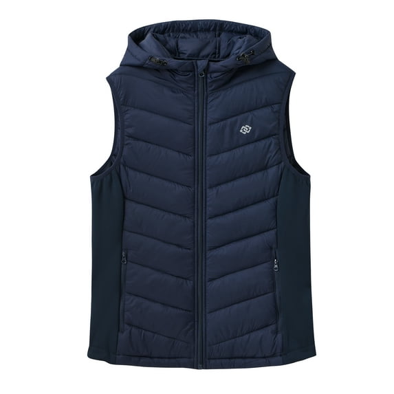 MoFiz US Women's Fleece Lined Puffer Hooded Vest Insulated Puffer Hybrid Full Zip Down Jacket