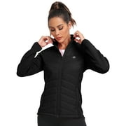 MoFiz US Womens Fleece Lined Thermal Down Jacket Full Zip Lightweight Hybrid Softshell Winter Coat