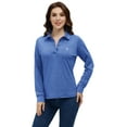 thumbnail image 1 of MoFiz Women's Long Sleeve Golf Polo Shirts Quick Drying Casual Workout Tops Shirts Sky blue S, 1 of 9