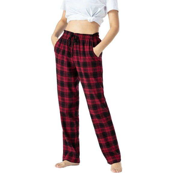 MoFiz Women's Plaid Print Woven Pajama Pants Cotton Lounge Sleepwear