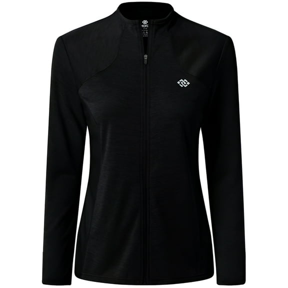MoFiz Womens Full Zip Running Jacket UPF 50+ Sun Protection Long Sleeve Sports Shirts Black S-XL