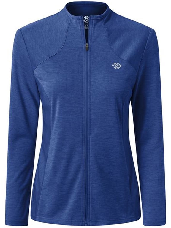 Womens Full Zip Running Jacket UPF 50+ Sun Protection Long Sleeve Sports Shirts Sky blue S-XL