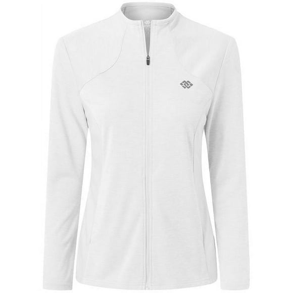 MoFiz Womens Full Zip Running Jacket UPF 50+ Sun Protection Long Sleeve Sports Shirts White S-XL