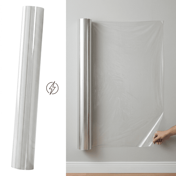 MoHern 1 pcs Thick Electrostatic Wall Protection Film, Transparent Waterproof Oil-Proof Removable Wall Sticker, No Damage Paint Wall Protector Cover, 17.7" x 39.4"