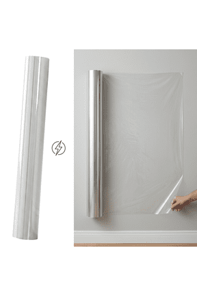 1 pcs Thick Electrostatic Wall Protection Film, Transparent Waterproof Oil-Proof Removable Wall Sticker, No Damage Paint Wall Protector Cover, 17.7" x 39.4"
