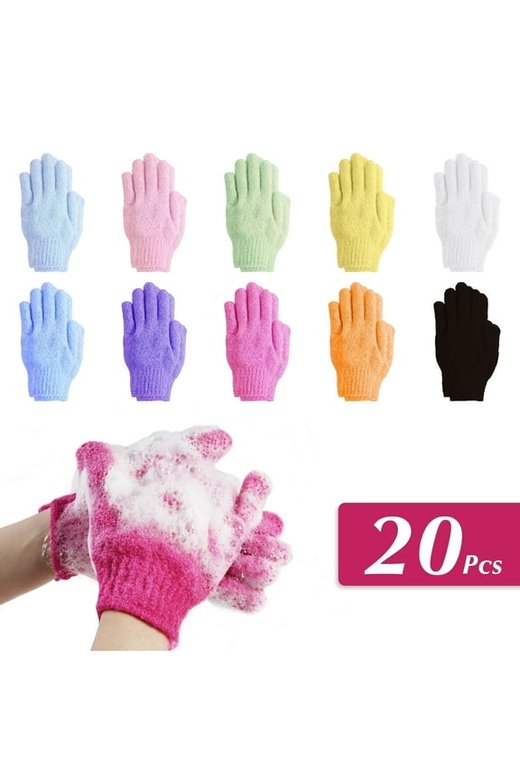 10 Pairs Body Exfoliating Shower Gloves, Bath Scrub Wash Mitt for Women and Men