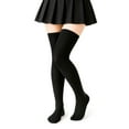 thumbnail image 1 of MoHern Thigh High Socks, 2 Pairs Soft & Breathable Cotton Black Stockings, Snug & Stretchy Over the Knee High Socks with Seamless Toe and Tight Top, Extra Long, 1 of 7