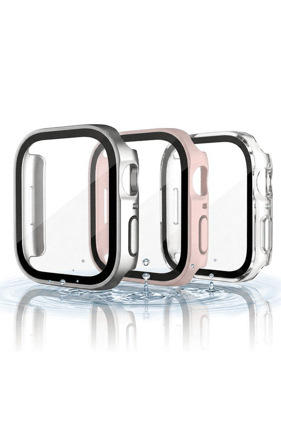 3 Pack Smartwatch Case Waterproof Cover 44mm with Tempered Glass for Series 4 5 6 SE
