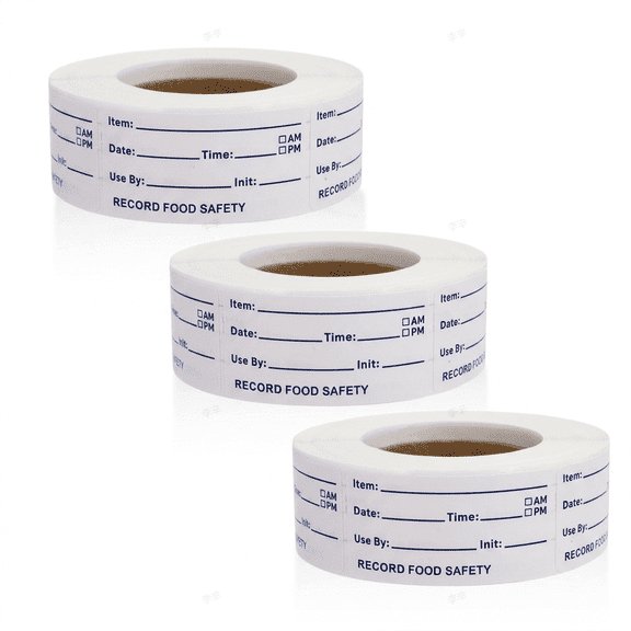 MoHern 3 pcs Food Storage Labels Stickers, 500 Pcs/Roll Blue Text Freezer Stickers, Writable Food Container Jar Labels