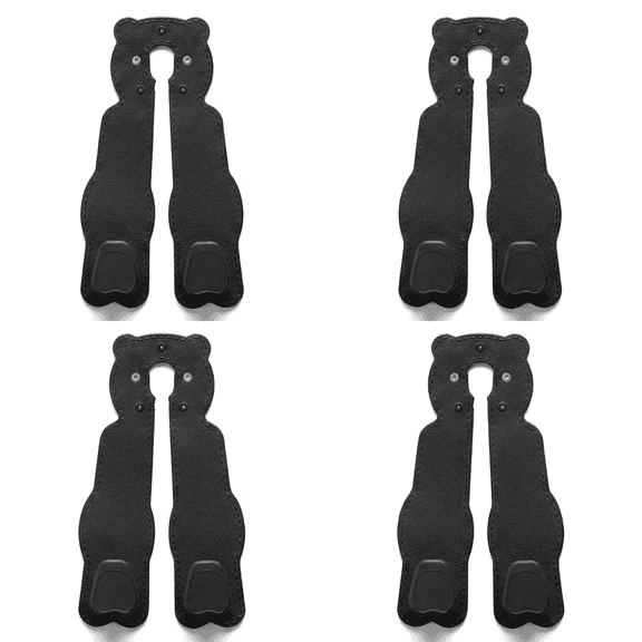 MoHern 4 Pcs Black Bear Shaped Car Seat Back Hooks, Thickened Heavy-Duty Metal Double Hooks, Universal Load-Bearing Hanging Storage Hooks for Car Interior Organization