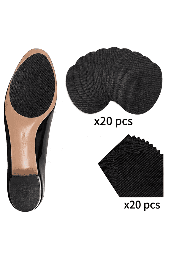 40pcs Self-Adhesive Grid Anti-Slip Shoe Sole Protectors, Wear-Resistant Waterproof Forefoot Pads for High Heels, Mix Oval and Cuttable Square, 2.6"x3.5" and 2.6"x2.6",