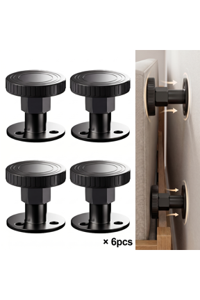 6 Pcs Medium Black No Punch Bed Anti-Shake Fixer, Upgraded Adjustable Shockproof Headboard Bracket, Anti-Collision Silent Bed Support Stabilizer with Double-Sided Tape and Pads