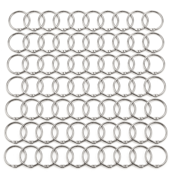 MoHern 70pcs Heavy Duty Metal Binder Rings, Thickened Durable Open Loop Book Rings, Multi-Purpose Snap Opening Paper Card & Calendar Binding Rings, Inner 1.18 Inch Outer 1.34 Inch