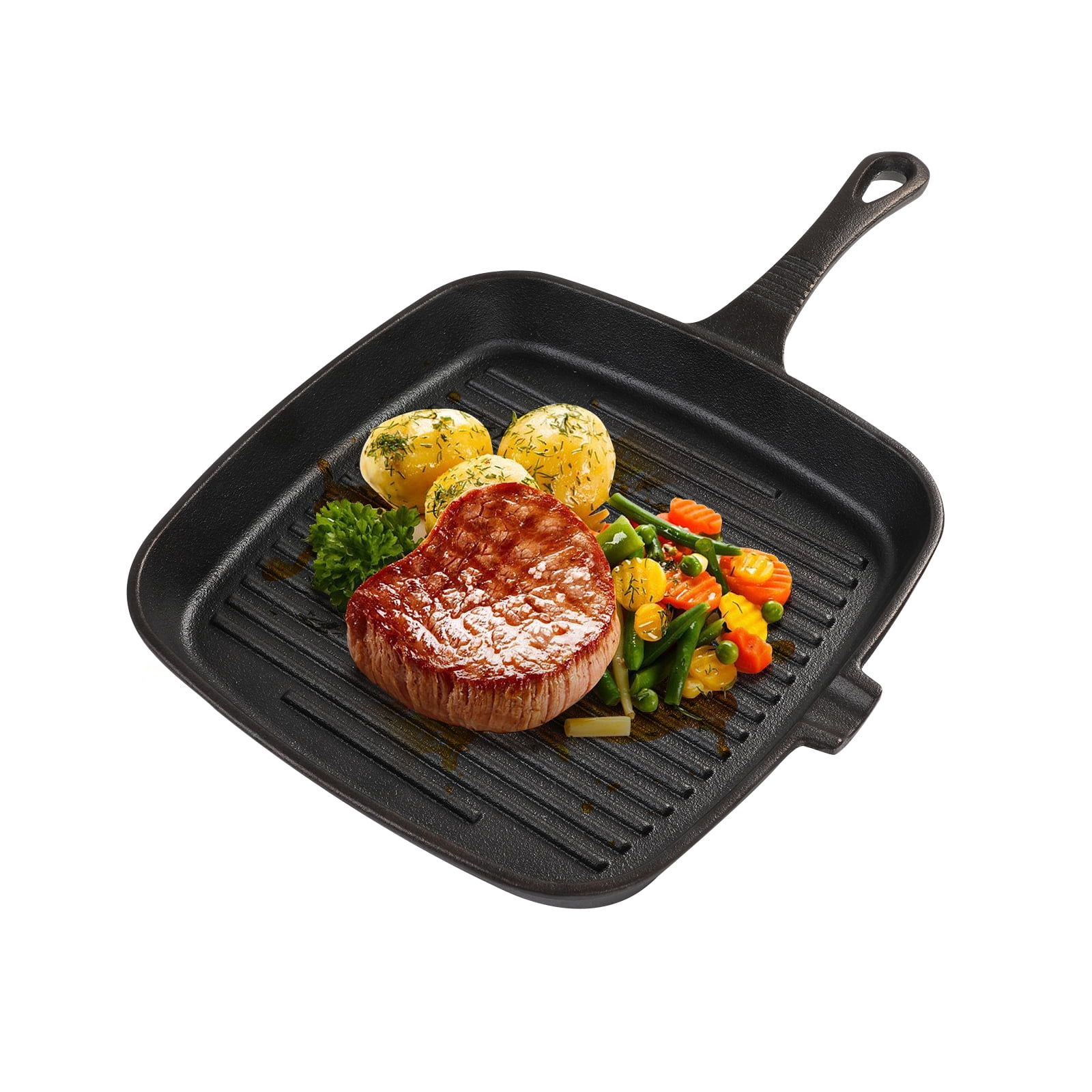MoHern 9.7" Inch Square Grill Pan, Steak Pan, Pre Seasoned Grill Pan