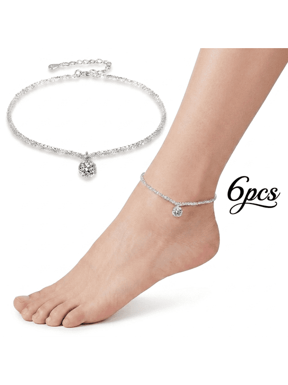 Anklets for Women 6 Pcs Toe Rings For Women Foot Jewelry For Women Sexy For Summer Beach Party Barefoot Vacation Anklets Gift
