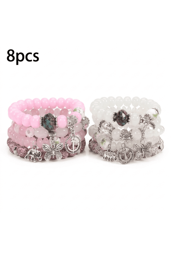 Beach Jewelry 8 Pcs Boho Summer Bracelets Multilayer  for Women Girls Vacation Travel Party
