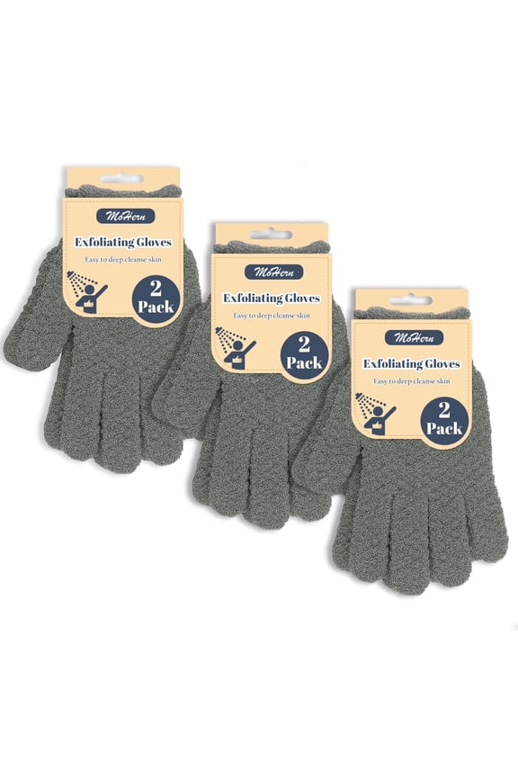 Exfoliating Gloves for Shower, Shower Gloves Exfoliating for Men and Women, 3 Pairs Lengthened and Large Body Scrub Gloves for Shower, Spa, Massage