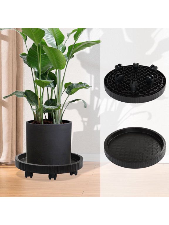Plant Caddy with Wheels, 17 Inch Plant Stand with Wheels Heavy Duty, Round Rolling Plant Stands and Plant Dolly for Indoor Outdoor Use, Plant Rollers for Large Pots