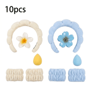 MoHern Spa Headband Wristband Set 10 Pcs Soft High Top Cloud Hair Styling Accessories Absorbent Spa Wristbands Hair Clips Aesthetic Accessories For Women Skincare Face Washing Makeup Spa