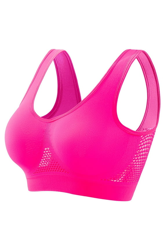 MoJoGo Sports Bra for Women Seamless Medium Support Cami Wireless Push Up Activewear Bra Comfort No Underwire T-Shirt Bra Hot Pink 3XL