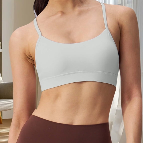 MoJoGo Sports Bras for Women Y-Back Activewear Bra Low Support Yoga Fitness Tank Top with Removable Cups White L