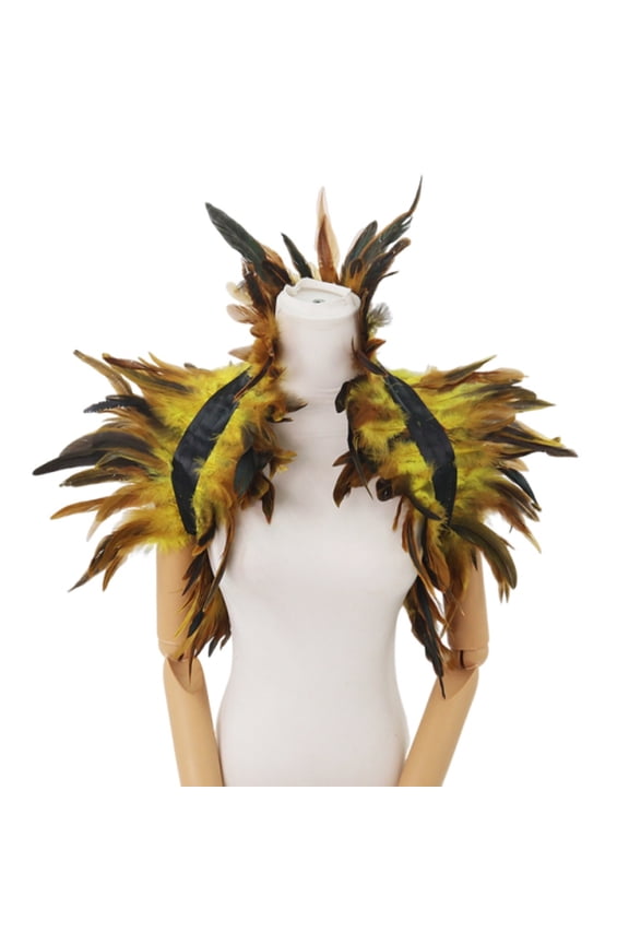 MoJoGo Women's Faux Feather Shawl Party Accessory Festival Holiday Gifts for Mardi Gras Yellow Free Size