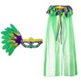 thumbnail image 1 of MoJoGo Women's Mardi Gras Accessory Outfit Set Sequin Fascinators Masks Feather Veil Shawl for Carnival Party B Free Size, 1 of 3