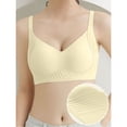 thumbnail image 1 of MoJoGo Women's Seamless Bras Low Support U-Shape Sports Bra Cozy Wireless Padded Yoga Workout Top Beige L, 1 of 4