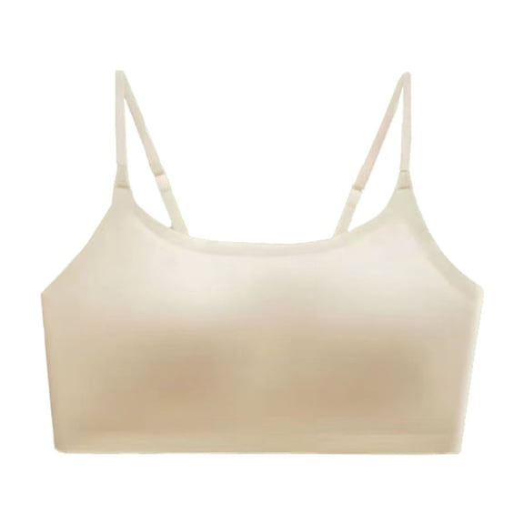 MoJoGo Women's Seamless Bras Wireless Daily Camisole Low Support Crop Tank Tops with Adjustable Strap Yellow S