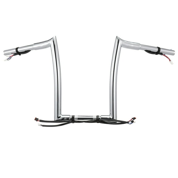 MoKitDora Sportster Dyna Softail Pre-wired Ape Hangers 12" Rise 1.25" Fat 1" Clamp Handlebar Meathook Bars for 12-17 Dyna Softail 2014-up Sportster, Chrome