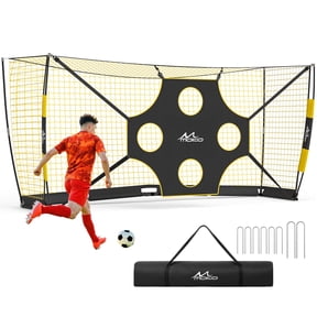 MoKo 12x6 FT Soccer Goal with Precision Target, Quick Setup Soccer Goals for Backyard Indoor & Outdoor, Portable Soccer Net Training Equipment with Foldable Base, Sturdy Ground Stakes & Carry Bag